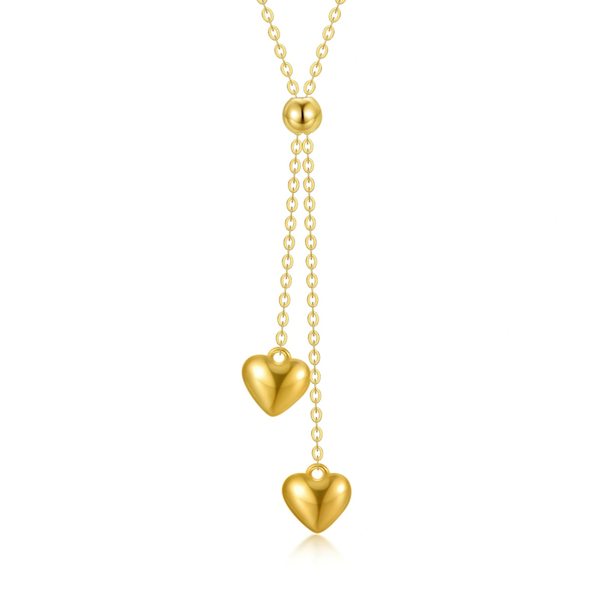 9K Gold Heart Adjustable Y Necklace-1