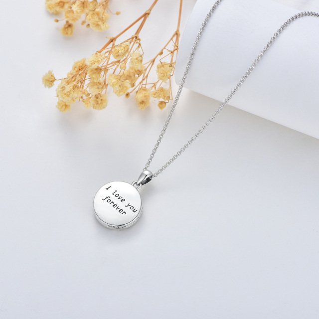 Sterling Silver Mother & Daughter Personalized Photo Locket Necklace with Engraved Word-3