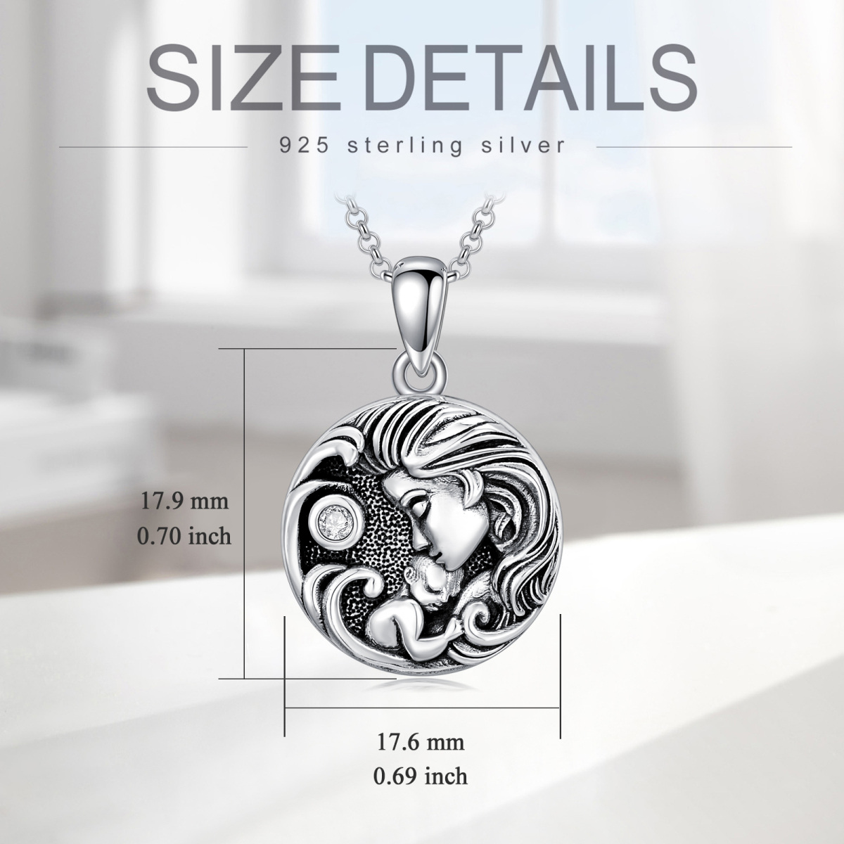 Sterling Silver Mother & Daughter Personalized Photo Locket Necklace with Engraved Word-6