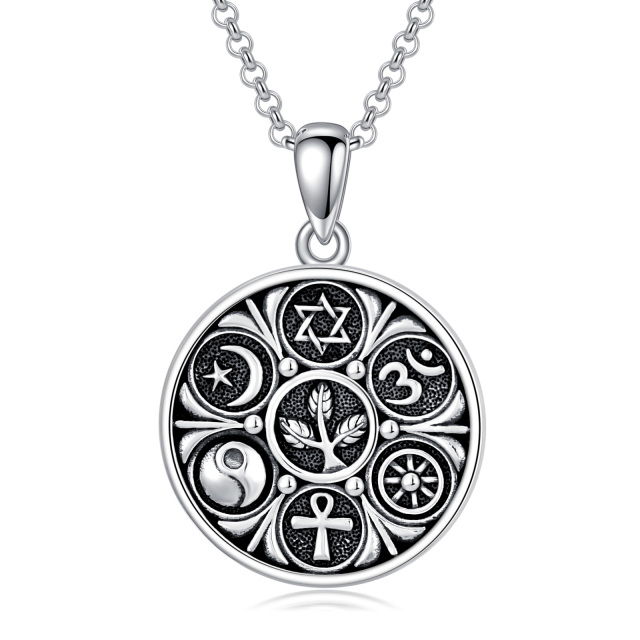 Colar Coexist Pagan Multi Símbolos Religiosos em Prata Esterlina 925-0