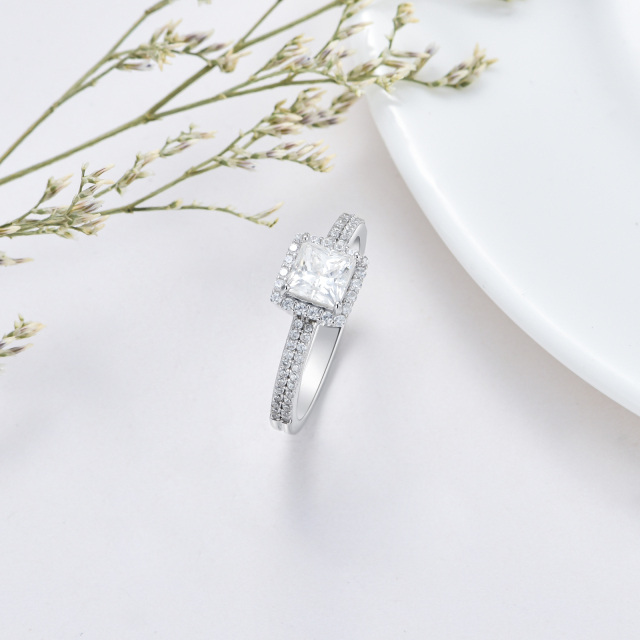 Anello di fidanzamento quadrato in moissanite a forma di principessa in argento sterling-3