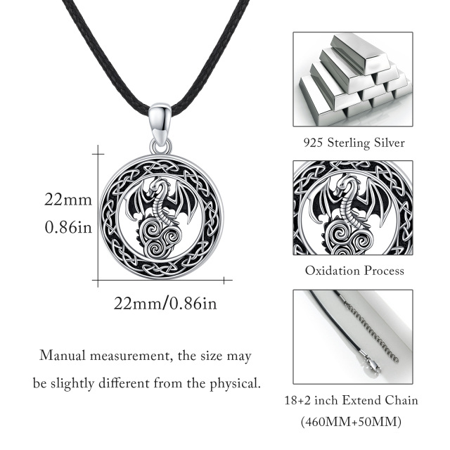 Sterling Silver Dragon & Celtic Knot Pendant Necklace-4
