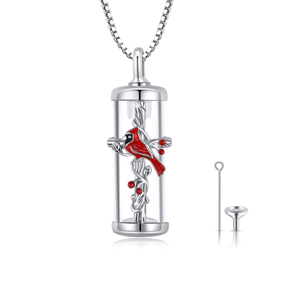 Collier Urne Cardinal et Croix en argent sterling-1