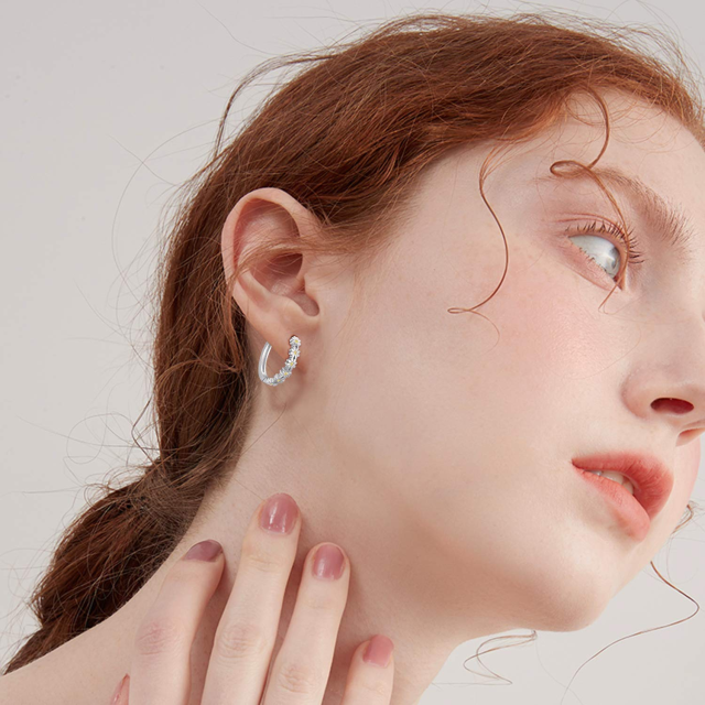 Verstellbare hypoallergene Gänseblümchen-Ohrringe aus S925-Sterlingsilber für Damen-2