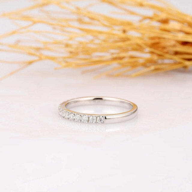 Personalized Engraved 10K Gold Moissanite Semi-Eternity Wedding Ring Anniversary Gift-5