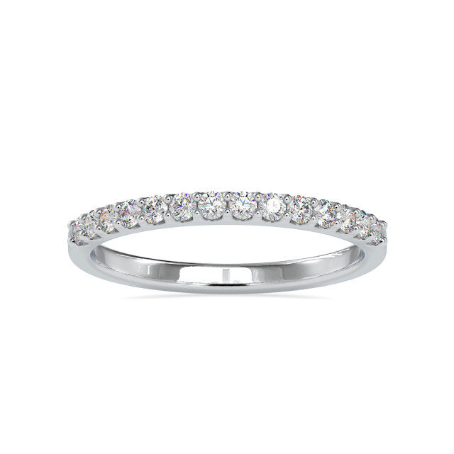 Personalized Engraved 10K Gold Moissanite Semi-Eternity Wedding Ring Anniversary Gift-0
