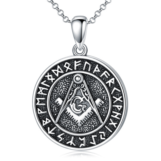 Sterling Silver Masonic Symbol Pendant Necklace for Men