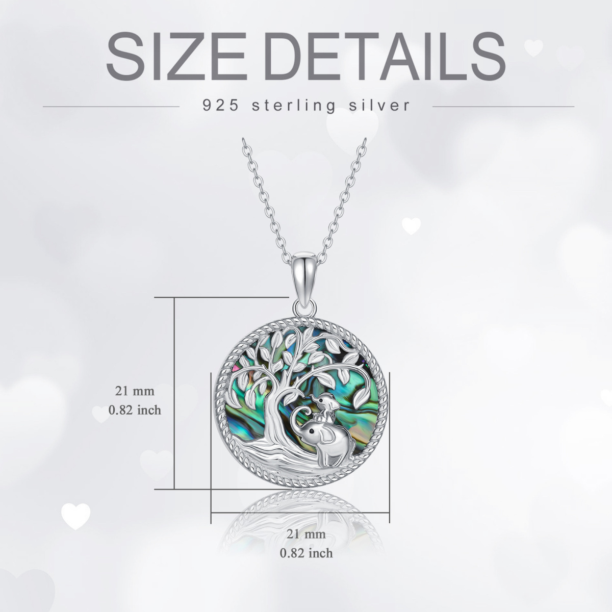 Sterling Silver Abalone Shellfish Elephant & Tree Of Life Pendant Necklace-6
