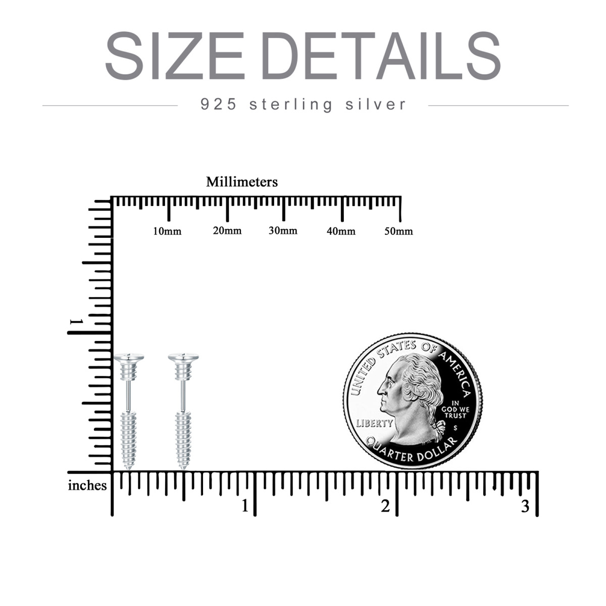 Sterling Silver Screws Stud Earrings-5