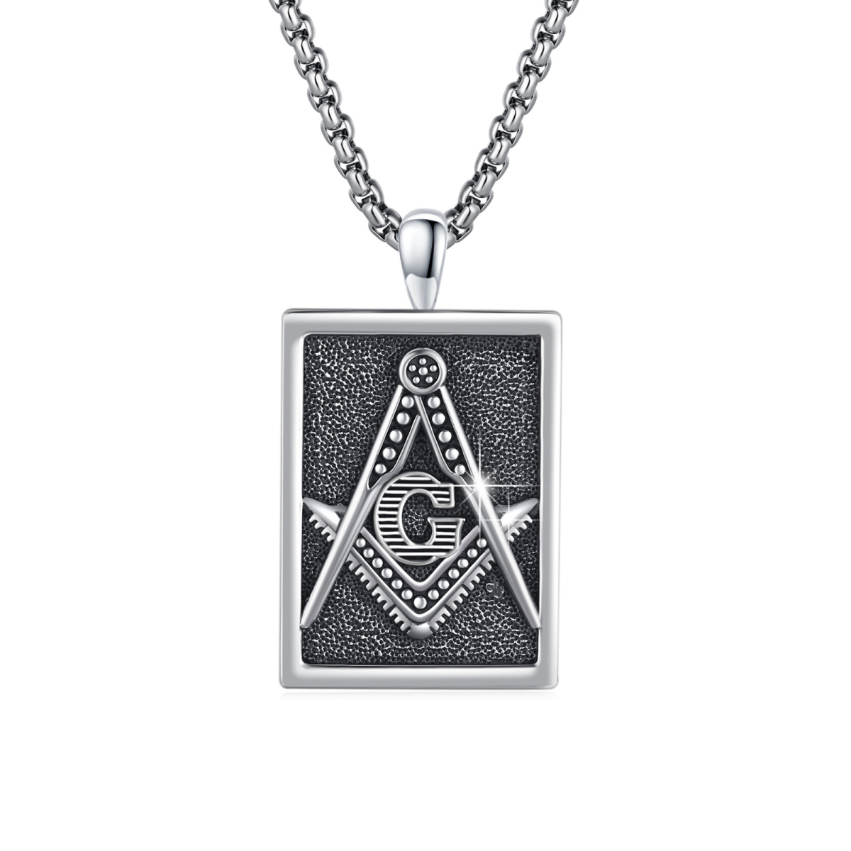 Sterling Silver Masonic Symbol Pendant Necklace-1