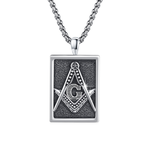 Sterling Silver Masonic Symbol Pendant Necklace-0