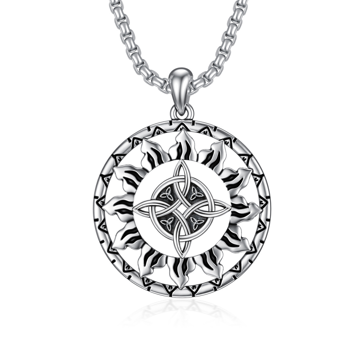 Collier en argent sterling avec pendentif nœud celtique, soleil et nœud de sorcière pour h-1