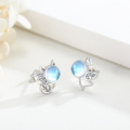 wholesale 925 Sterling Silver Devil Angel Stud Earrings With Blue Moonstone Cubic Zirconia For Women-0-0
