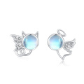 wholesale 925 Sterling Silver Devil Angel Stud Earrings With Blue Moonstone Cubic Zirconia For Women-0-2