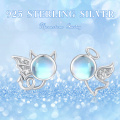 wholesale 925 Sterling Silver Devil Angel Stud Earrings With Blue Moonstone Cubic Zirconia For Women-0-1