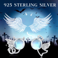 wholesale 925 Sterling Silver Devil Angel Stud Earrings With Blue Moonstone Cubic Zirconia For Women-0-6