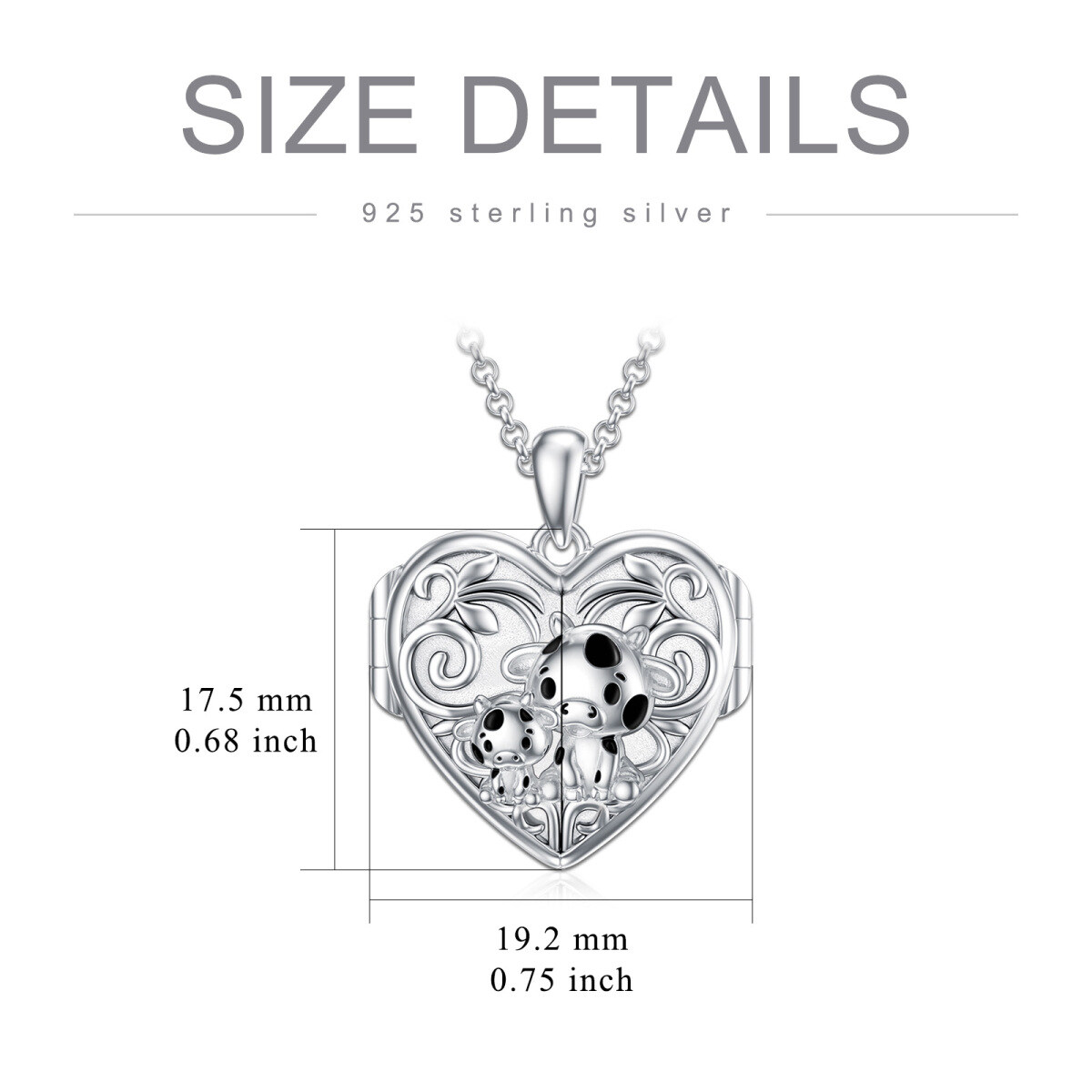 Sterling Silver Cow Personalized Photo Locket Necklace-4