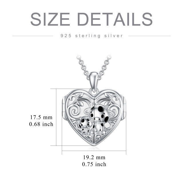 Sterling Silver Cow Personalized Photo Locket Necklace-3