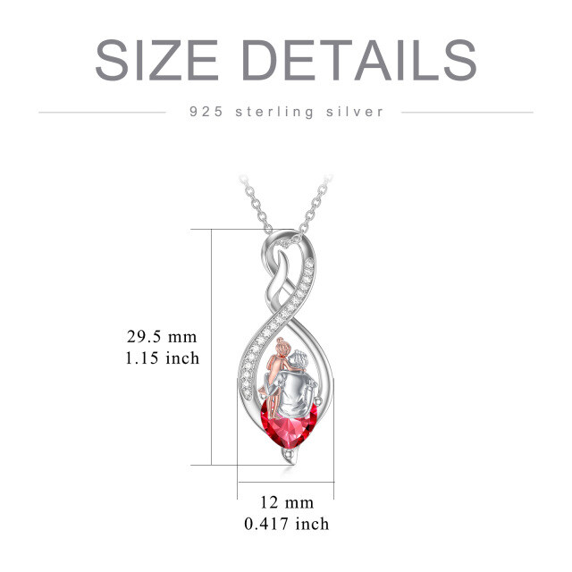 Sterling Silver Two-tone Cubic Zirconia Father & Daughter Infinity Symbol Pendant Necklace-2