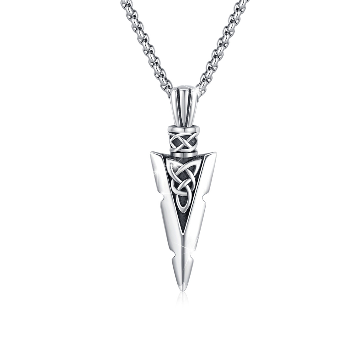 Sterling Silver Arrow & Celtic Knot Pendant Necklace-1