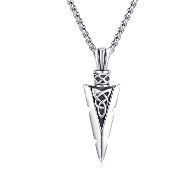 Sterling Silver Arrow & Celtic Knot Pendant Necklace-0