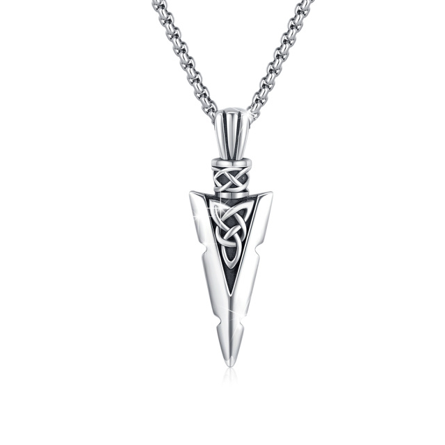 Collier en argent sterling avec pendentif flèche et nœud celtique-0