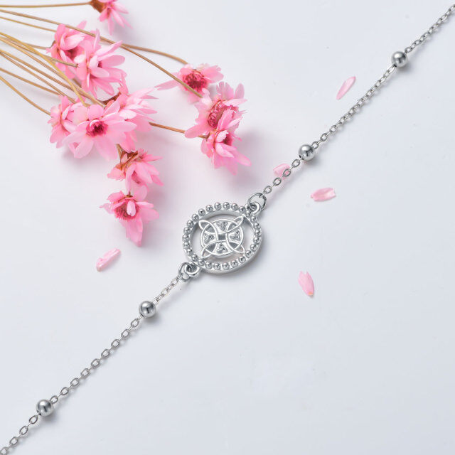 Bracelet en argent sterling avec pendentif nœud de sorcière et chaîne à perles-3