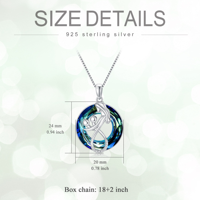 Sterling Silver Circular Shaped Parents & Children Crystal Pendant Necklace-6