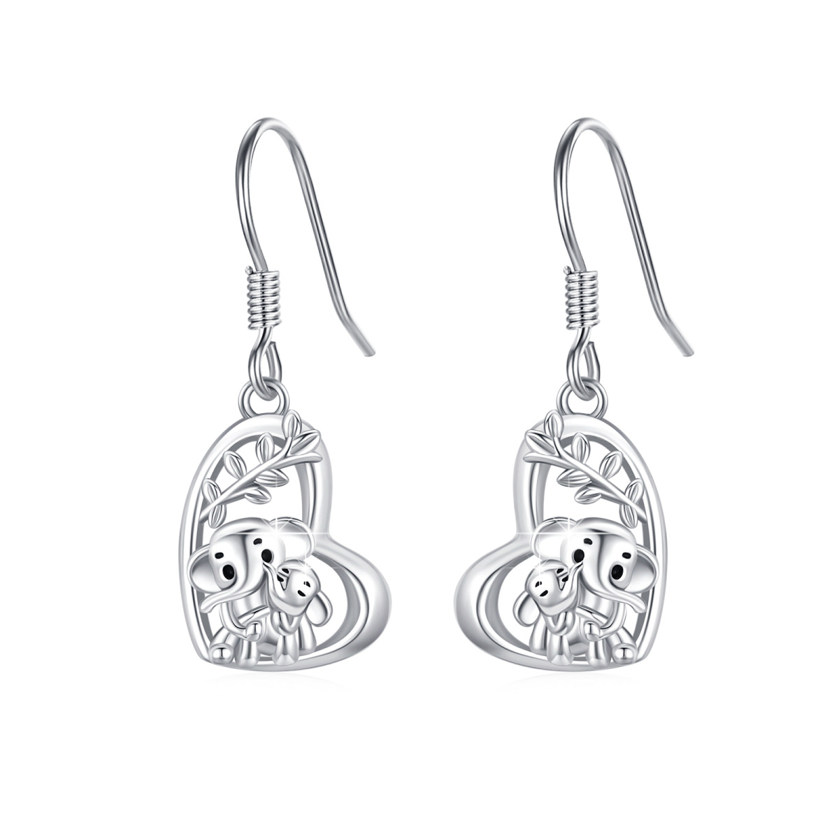 Sterling Silver Elephant Drop Earrings-1