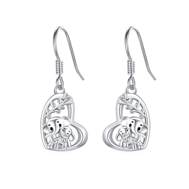 Sterling Silver Elephant Drop Earrings-0