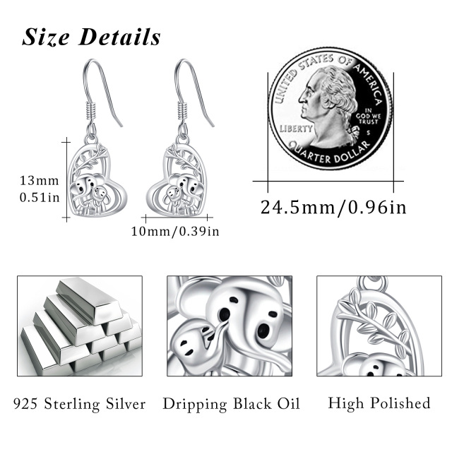 Brincos de elefante em prata esterlina 925, brincos de animais, brincos pendentes de elefante-3