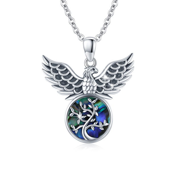 Collana con ciondolo aquila di crostacei abalone in argento sterling-1