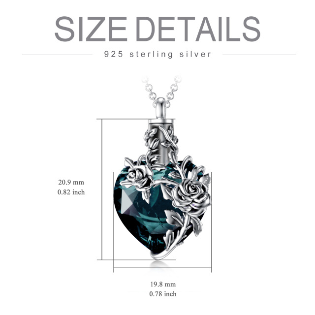 Sterling Silber Herz geformt grünem Kristall Rose & Herz Urne Halskette für Asche-4