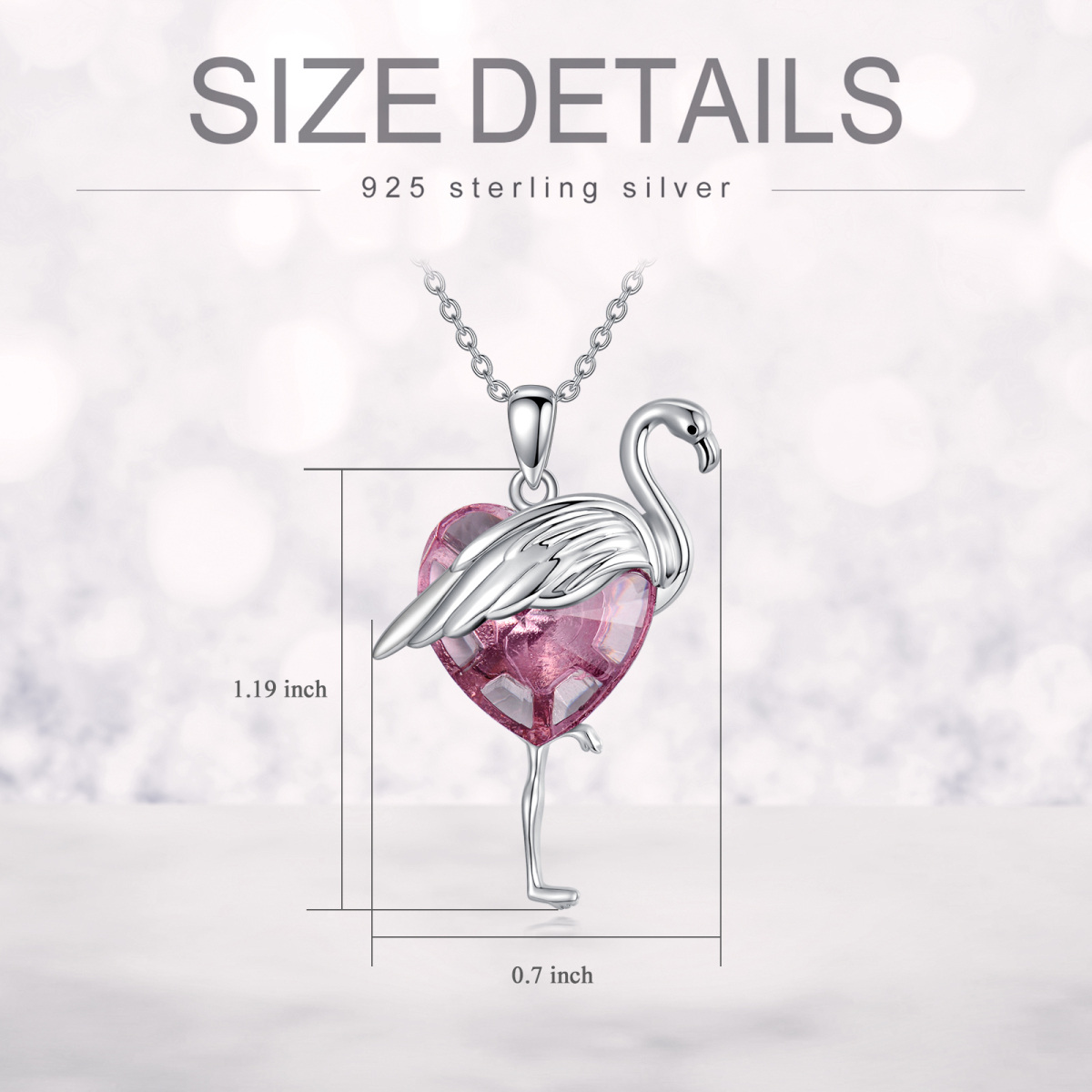 Collier en argent sterling avec pendentif en forme de coeur et flamant rose en cristal-6