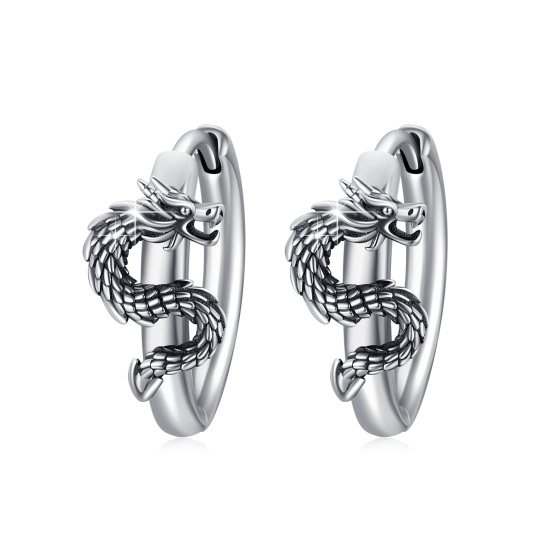 Sterling Silver Dragon Hoop Earrings