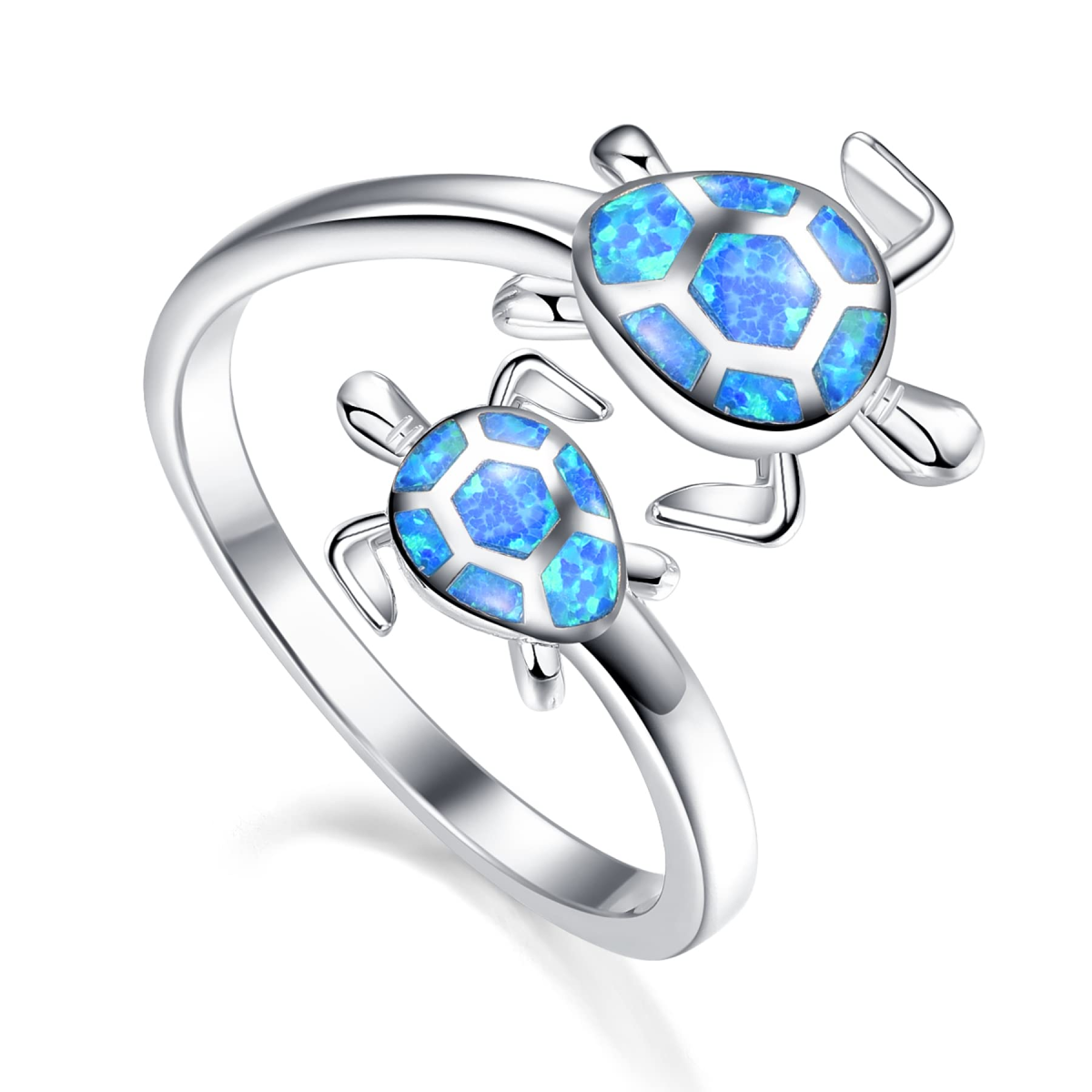 Sterling Silber Opal Meeresschildkröte Offener Ring-1