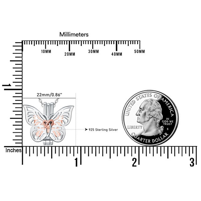 Colar de prata esterlina com dois tons de borboleta para cinzas-5