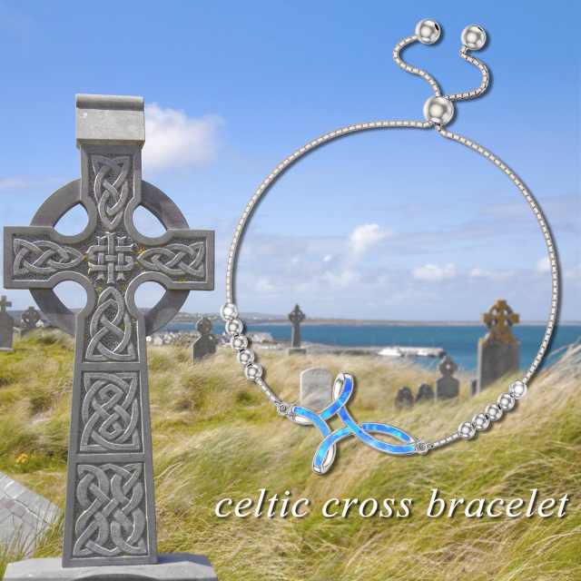 Sterling Silver Crystal Celtic Knot Pendant Bracelet-2