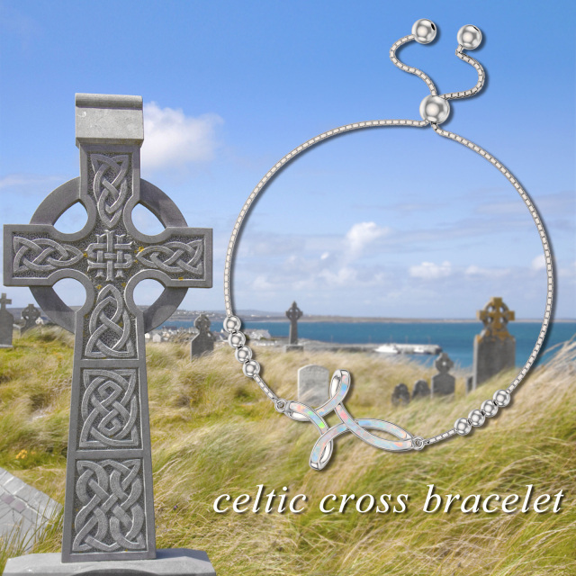 Bracelet en argent sterling avec pendentif nœud celtique en opale plaqué or rose-4
