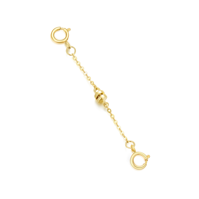 14K Gold 1.1mm O-Shaped Chain Calendering With Spring Buckle Magnet Extender Chain-1