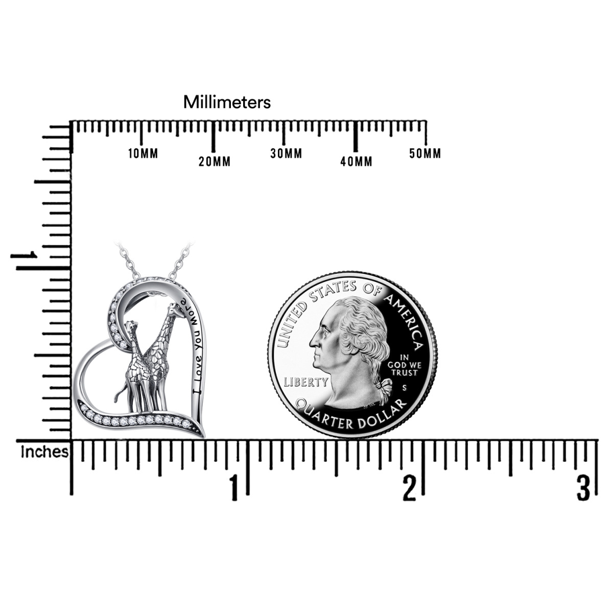 Collier avec pendentif Girafe en argent sterling et rhodium noir-5