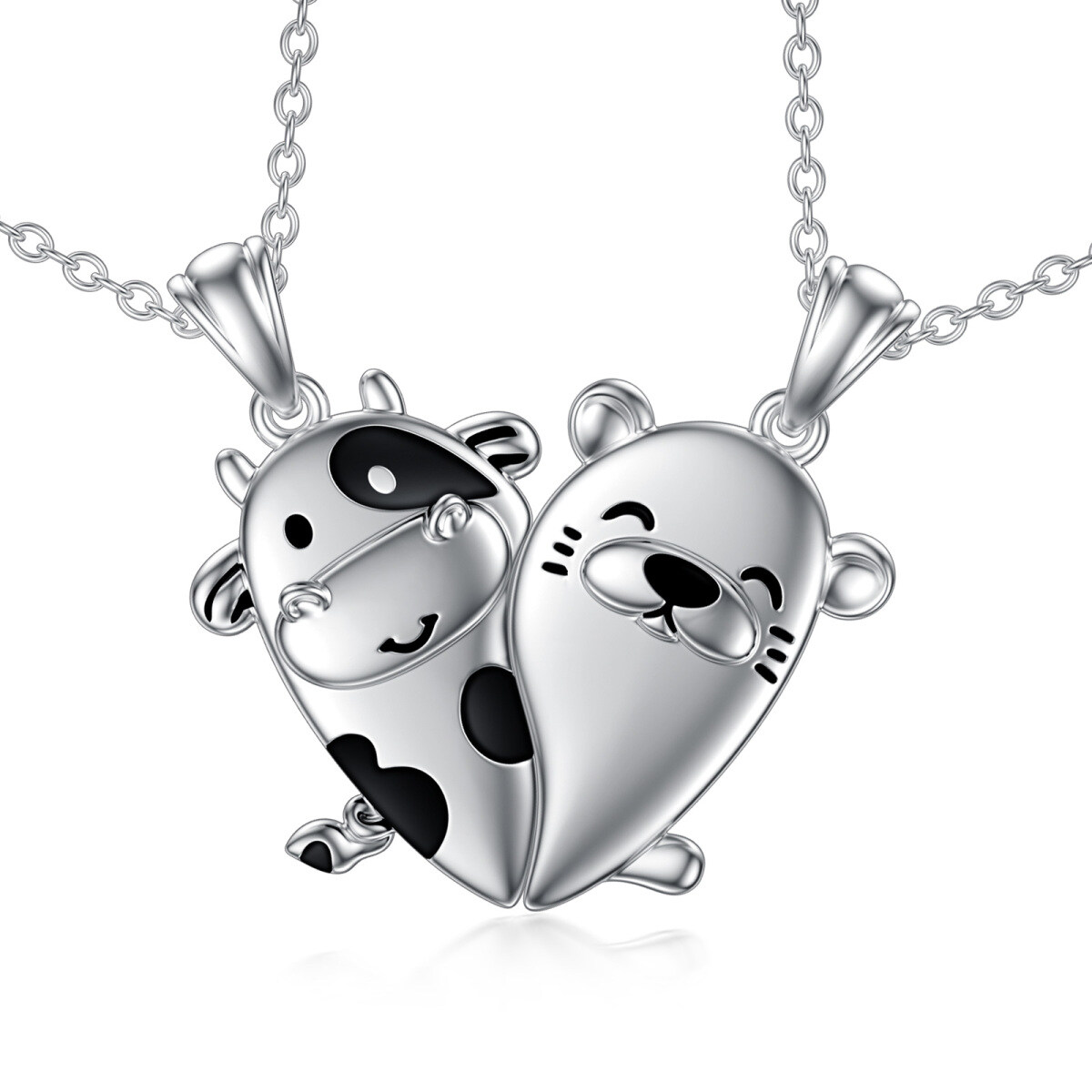 Sterling Silver Cow Pendant Necklace-1