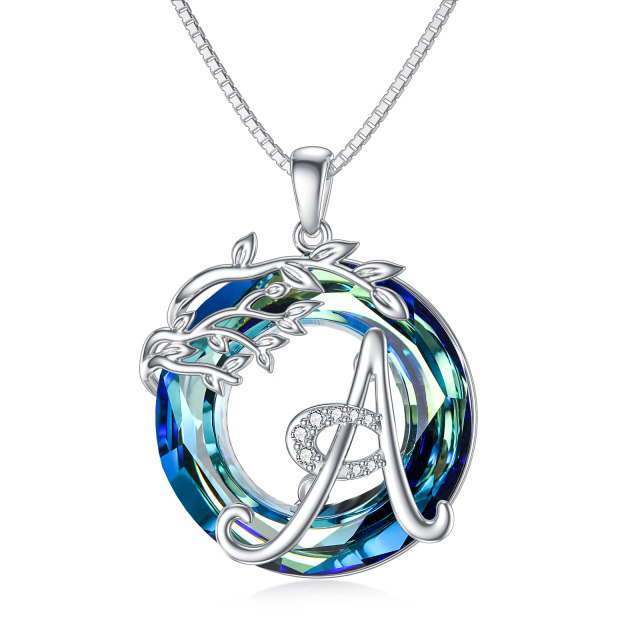 Sterling Silver Crystal Tree Of Life Pendant Necklace-1