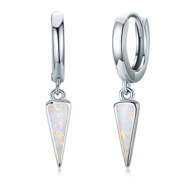 Sterling Silver Opal Drop Shape Drop Earrings-3