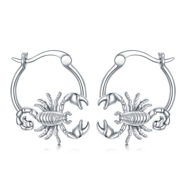 Sterling Silver Scorpio Hoop Earrings-4