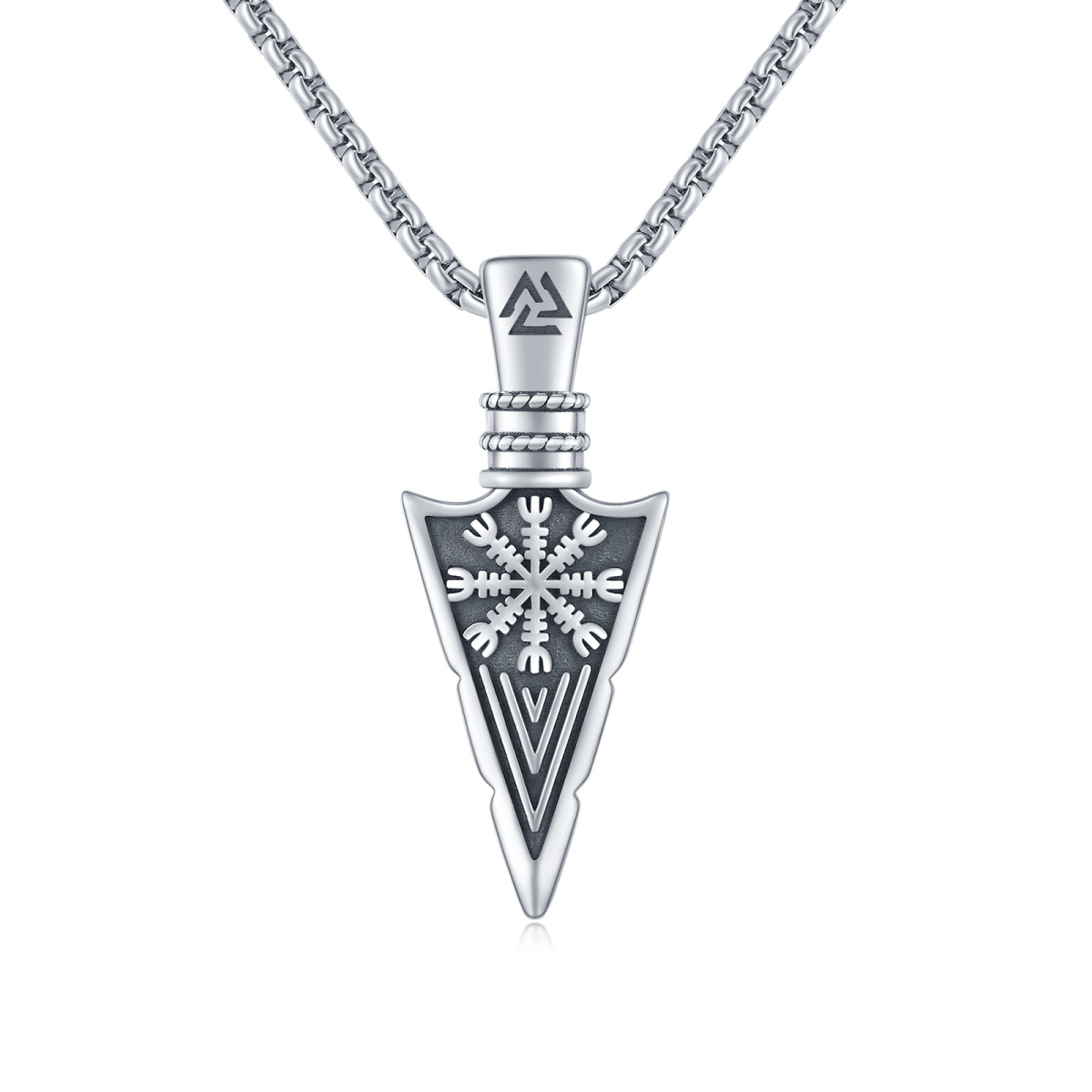 Sterling Silver Viking Spear Head Pendant Necklace for Men-1