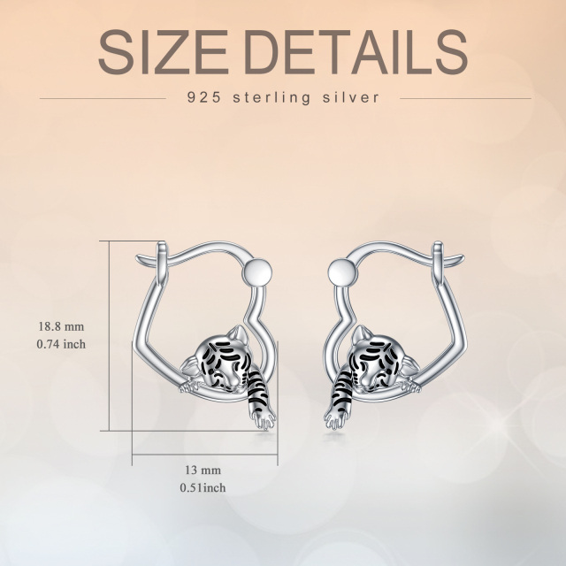 Sterling Silver Tiger Hoop Earrings-5