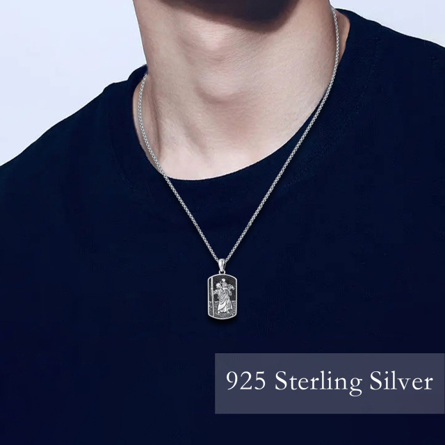 Collier en argent sterling avec pendentif Saint-Christophe pour hommes-1