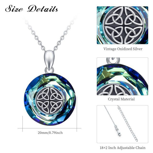 Sterling Silber kreisförmig Kristall keltischen Knoten Urne Halskette-4