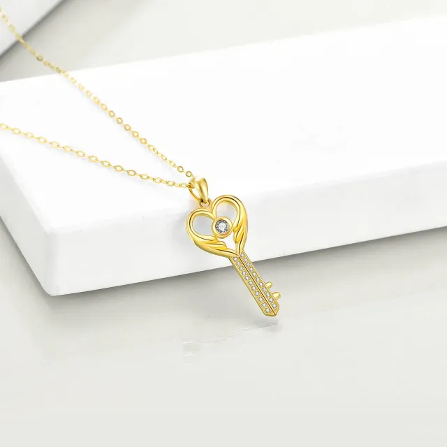 14K Gold Key Pendant Necklace-2